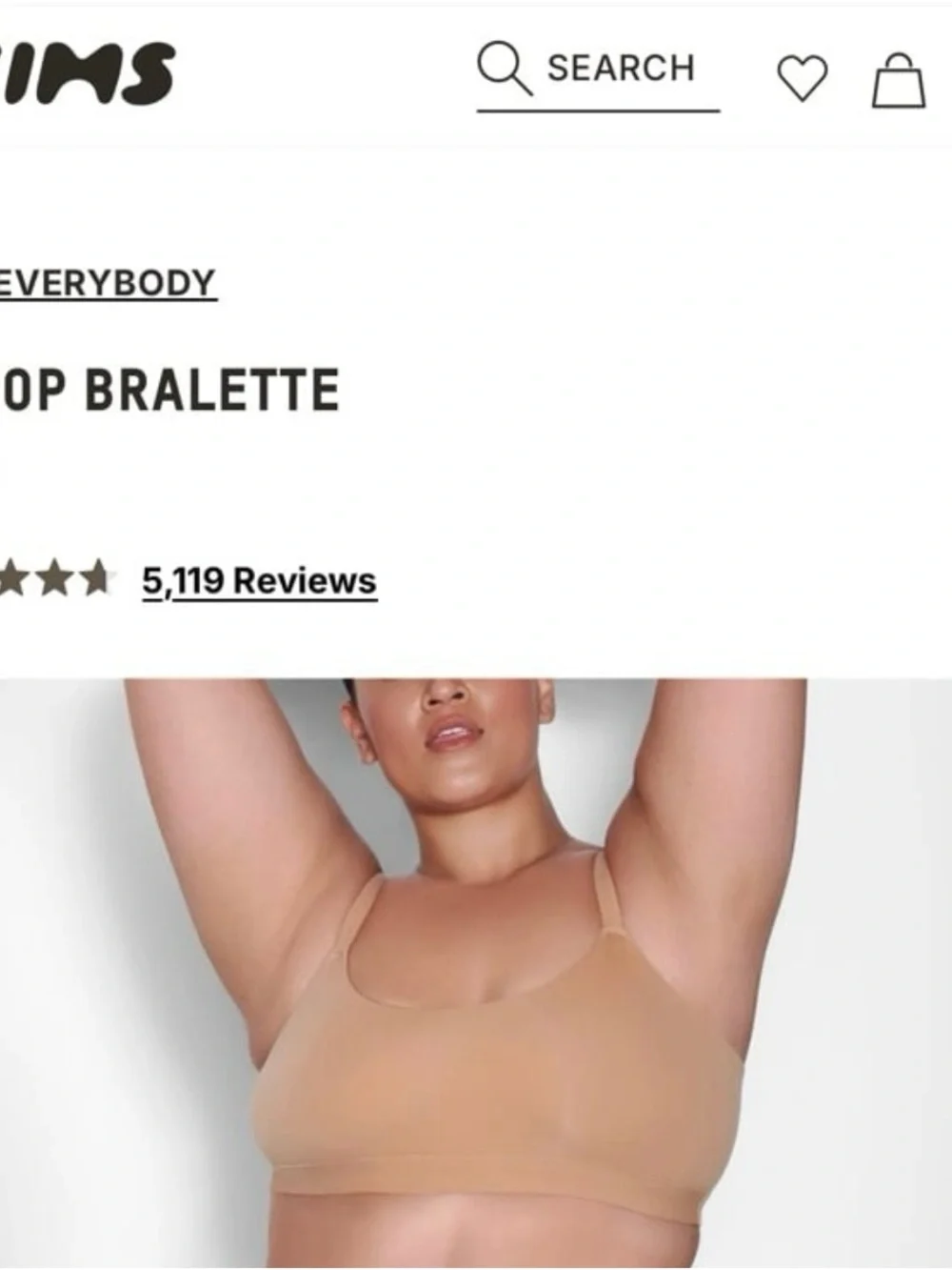 SKIMS Nude Seamless Wireless Bralette 2XL